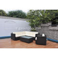 5pcs rattan at aluminum black sofa